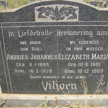 VILJOEN Andries Johannes 1899-1978 &amp;  Elizabeth Maria 1901-1963