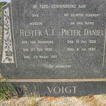 VOIGT Pieter Daniel 1906-1962 &amp; Hester A.J. VAN RENSBURG 1905-1987