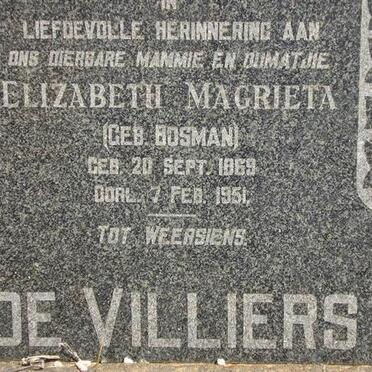 VILLIERS Elizabeth Magrieta, de néé BOSMAN 1869-1951