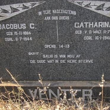 VENTER Jacobus C. 1884-1944 &amp; Catharina J. VAN DER WALT 1867-1946