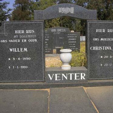 VENTER Willem 1890-1990 &amp; Christina Johanna 1906-1993