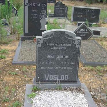 VOSLOO Anna Christina nee TEDD 1925-1982
