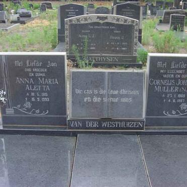 WESTHUIZEN Cornelis Johannes Muller 1909-1987 &amp; Anna Maria Aletta 1915-1993