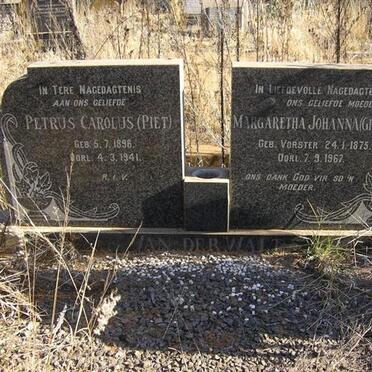 WALT Petrus Carolus, van der 1896-1941 &amp; Margaretha Johanna VORSTER 1875-1967