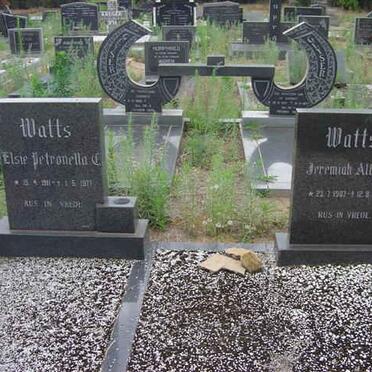 WATTS Jeremiah Alfred 1907-1972 &amp; Elsie Petronella C. 1911-1977