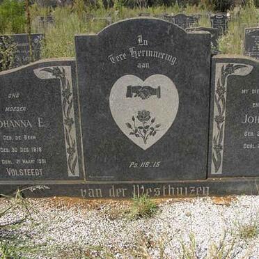WESTHUIZEN Johannes N., van der 1896-1962 &amp; Johanna E. VOLSTEEDT nee DE BEER 1918-1991