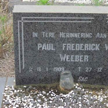 WEEBER Paul Frederick W. 1909-1973