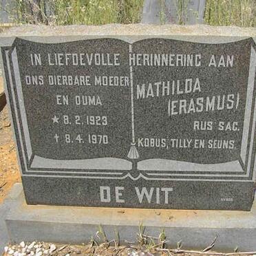 WIT Mathilda, de nee ERASMUS 1923-1970