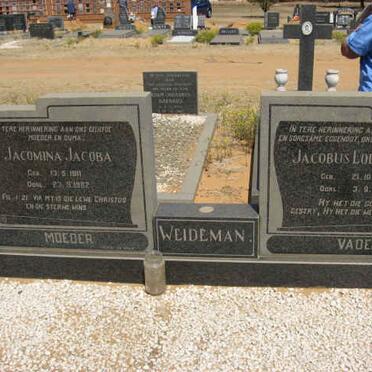WEIDEMAN Jacobus Lodewicus 1902-1980 &amp; Jacomina Jacoba 1911-1982