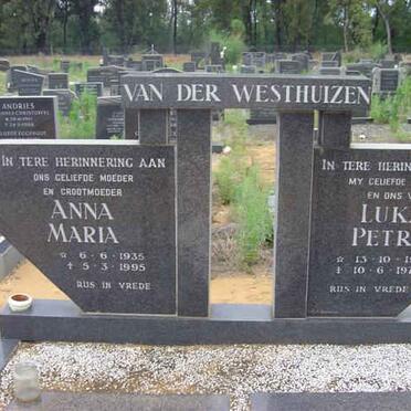 WESTHUIZEN Lukas Petrus, van der 1929-1972 &amp; Anna Maria 1935-1995
