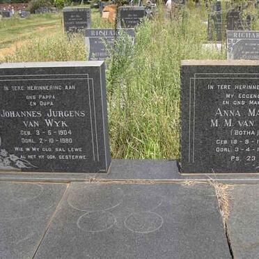 WYK Johannes Jurgens, van 1904-1980 &amp; Anna Maria M.M. BOTHA 1909-1967