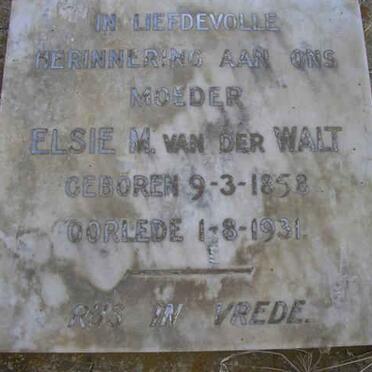 WALT Elsie M., van der 1858-1931