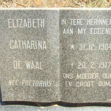 WAAL Elizabeth Catharina, de nee PRETORIUS 1904-1977