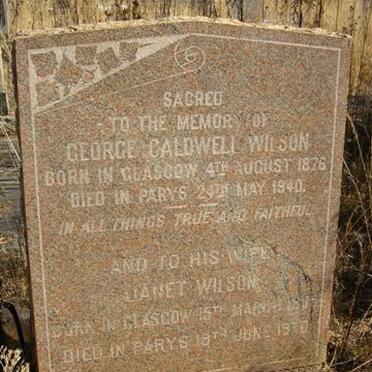 WILSON George Caldwell 1876-1940 &amp; Janet 1895-1970