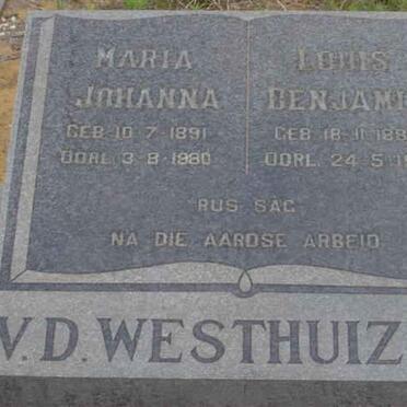 WESTHUIZEN Louis Benjamin, v.d. 1885-1976 &amp; Maria Johanna 1891-1980