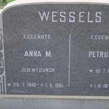 WESSELS Petrus J. 1910-1972 &amp; Anna M. MYBURGH 1910-1981