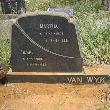 WYK Henri, van 1905-1965 &amp; Martha 1905-1966