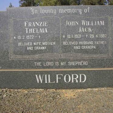 WILFORD John William 1921-1982 &amp; Franzie Thelma 1922-
