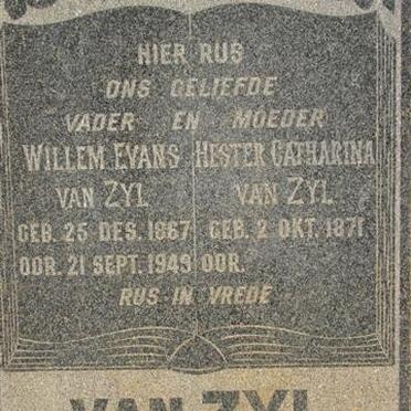 ZYL Willem Evans, van 1867-1949 &amp; Hester Catharina 1871-