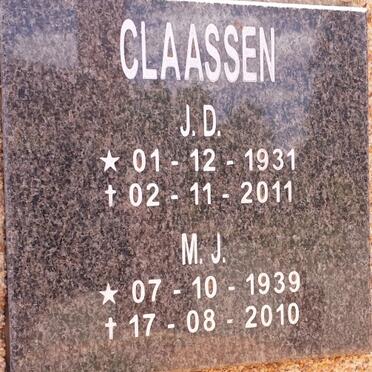 CLAASSEN J.D. 1931-2011 &amp; M.J. 1939-2010