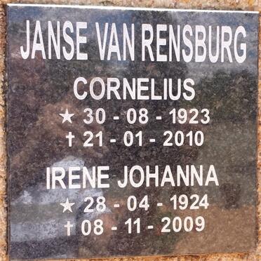 RENSBURG Cornelius, Janse van 1923-2010 &amp; Irene Johanna 1924-2009