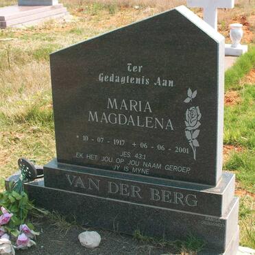 BERG Maria Magdalena, van der 1917-2001