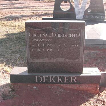 DEKKER Christoffel A. 1929- &amp; Christina L.C. COETZER 1935-1986