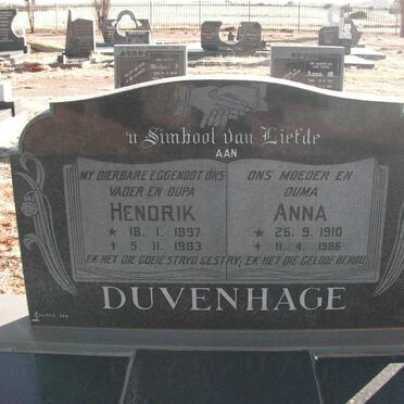 DUVENHAGE Hendrik 1897-1983 &amp; Anna 1910-1986
