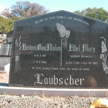 LAUBSCHER Benoni Malan 1911-1986 &amp; Ethel Mary RICHARDS 1911-1985