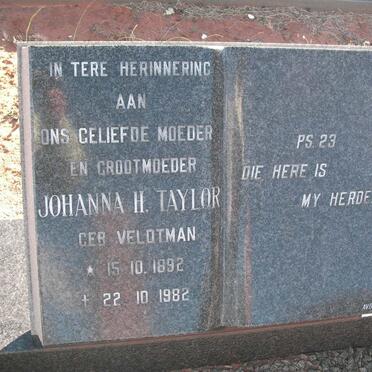 TAYLOR Johanna H. nee VELDTMAN 1892-1982