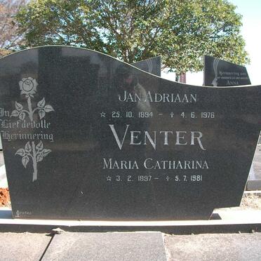 VENTER Jan Adriaan 1894-1976 &amp; Maria Catharina 1897-1981