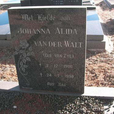 WALT Johanna Alida, van der nee VAN ZYL 1906-1990