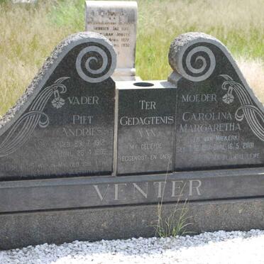 VENTER Piet Andries 1912-1965 &amp; Carolina Margaretha VAN NIEKERK 1917-2001