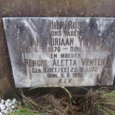 VENTER Jan Adriaan 1870-1914 &amp; Renche Aletta COETZEE 1872-1945