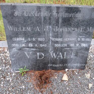 WALT Willem A.J., v.d. 1880-1940 &amp; Johanna P.M. HENNING 1895-1987
