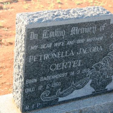 OERTEL Petronella Jacoba nee BADENHORST 1919-1960