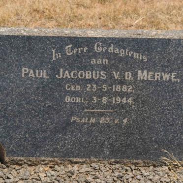 MERWE Paul Jacobus 1882-1944, van der 