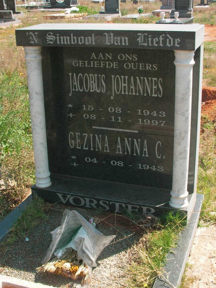 VORSTER Jacobus Johannes 1943-1997 &amp; Gezina Anna C. 1943-