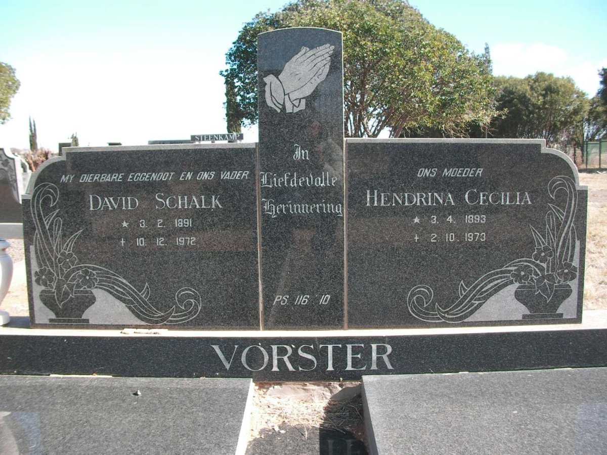 VORSTER David Schalk 1891-1972 &amp; Hendrina Cecilia 1893-1973