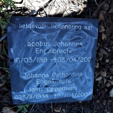 ENGELBRECHT Jacobus Johannes 1919-2004 &amp; Johanna Gerhardina OPPERMAN 1934-2002