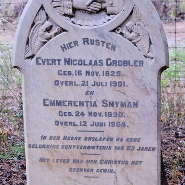 GROBLER Evert Nicolaas 1825-1901 &amp;  Emmerentia SNYMAN 1830-1904