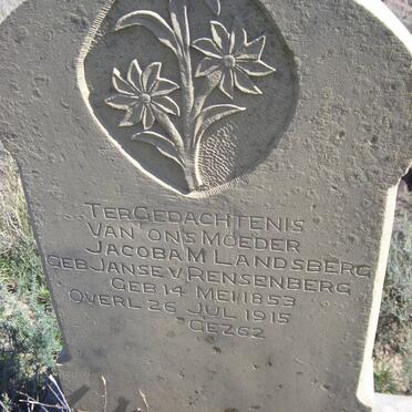 LANDSBERG Jacoba M. nee JANSE V. RENSENBERG 1853-1915