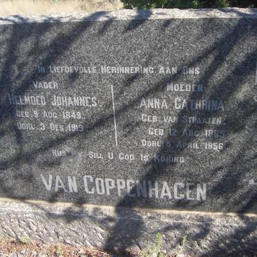 COPPENHAGEN Helmoed Johannes, van 1849-1919 &amp; Anna Cathrina VAN STRAATEN 1865-1956