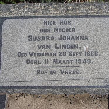 LINGEN Susara Johanna, van nee WEIDEMAN 1866-1943