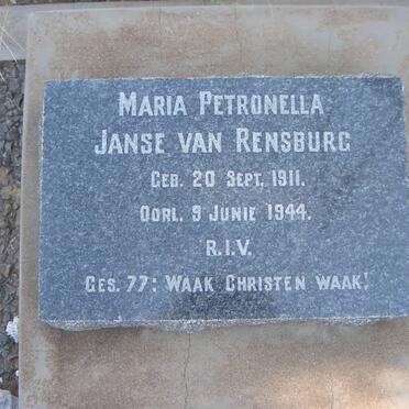 RENSBURG Maria Petronella, Janse van 1911-1944