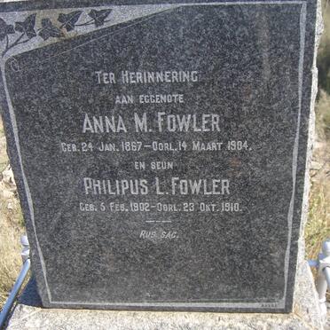FOWLER Anna M. 1867-1904 :: FOWLER Philipus L. 1902-1910