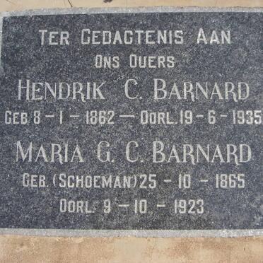BARNARD Hendrik C. 1862-1935 &amp; Maria G.C. nee SCHOEMAN 1865-1923