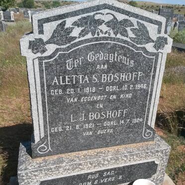 BOSHOFF Aletta S. 1918-1946 :: BOSHOFF L.J. 1921-1924