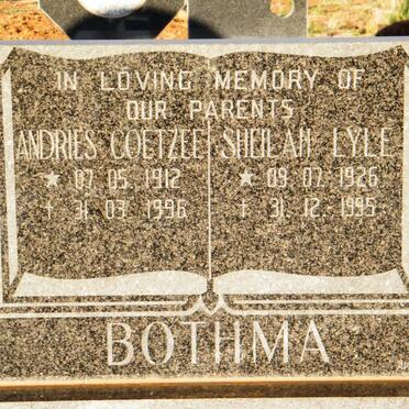 BOTHMA Andries Coetzee 1912-1996 &amp; Sheilah Lyle 1926-1995