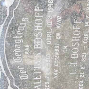 BOSHOFF L.J. 1921-1924 &amp; Aletta S. 1918-1946